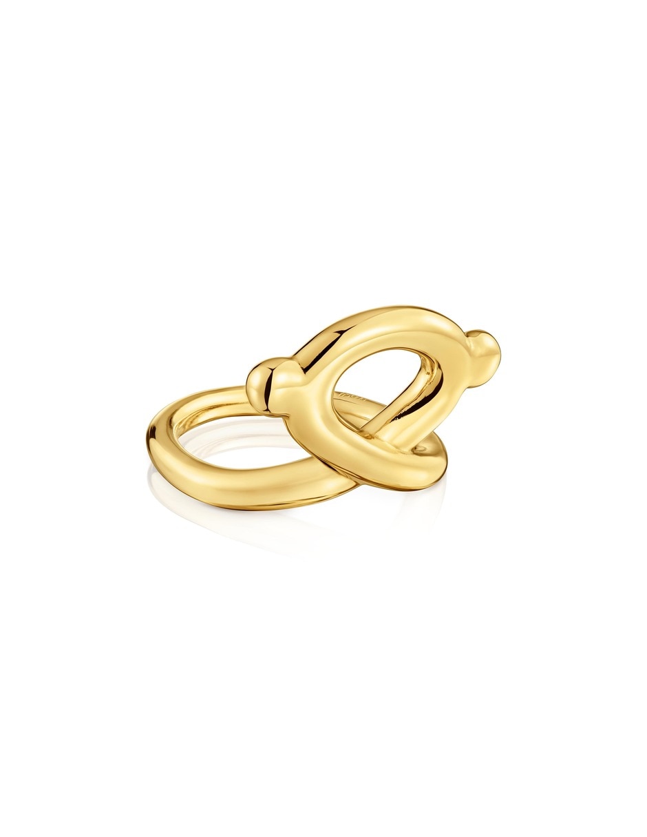 Anillo de oso de plata 18 k con acabado baño de oro 5
