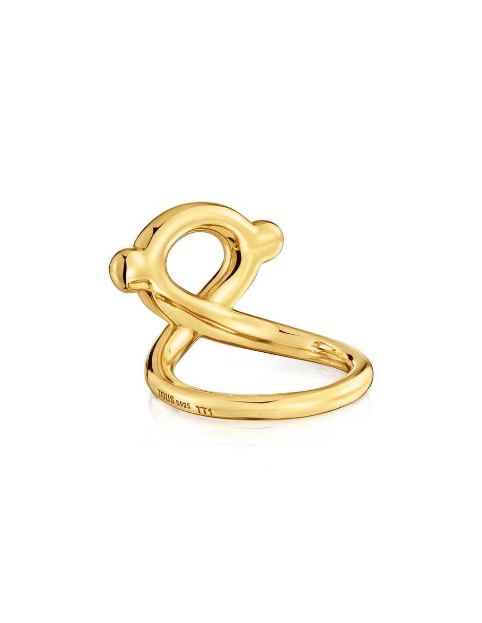 Anillo de oso de plata 18 k con acabado baño de oro