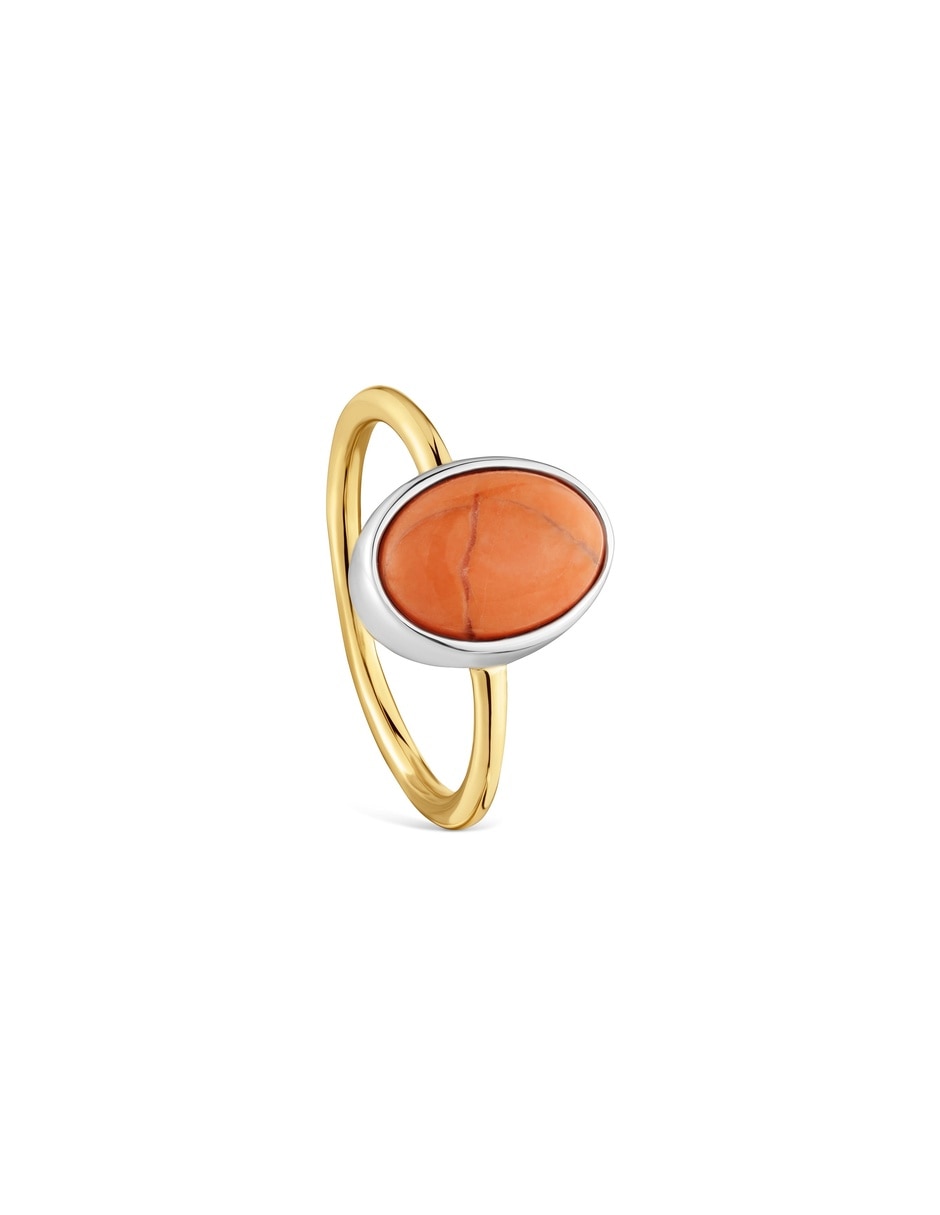 Anillo 18 k calcedonia baño de oro