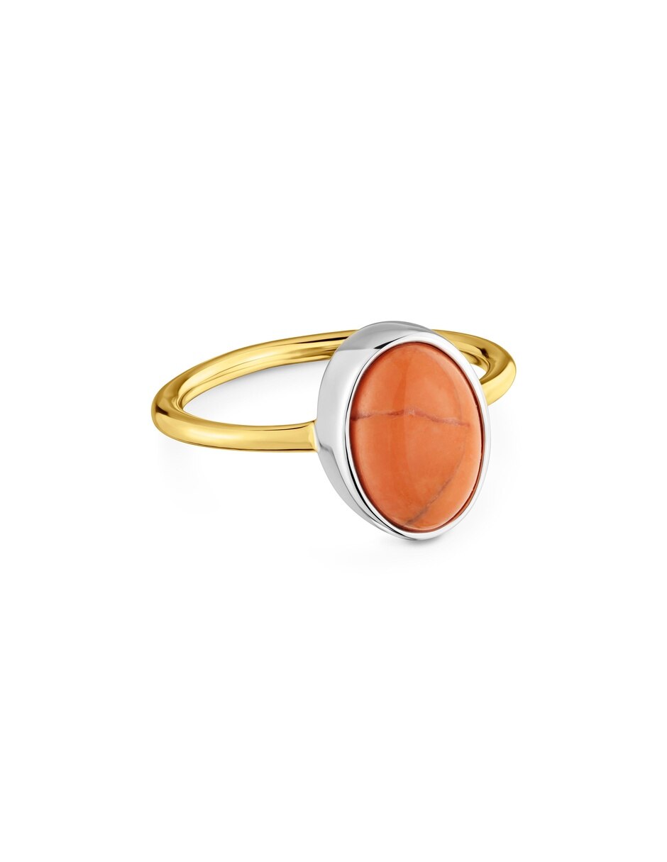 Anillo 18 k calcedonia baño de oro 5