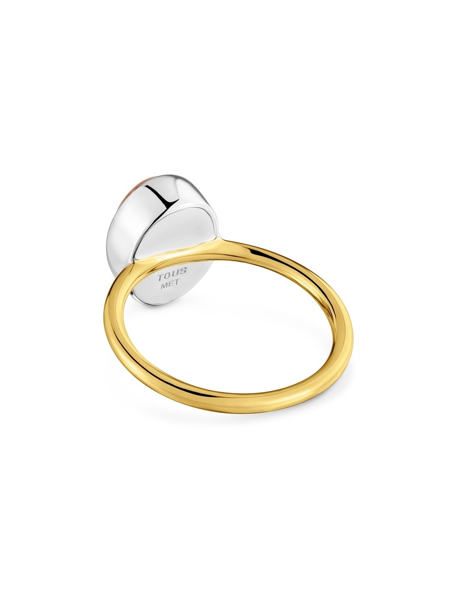 Anillo 18 k calcedonia baño de oro 2