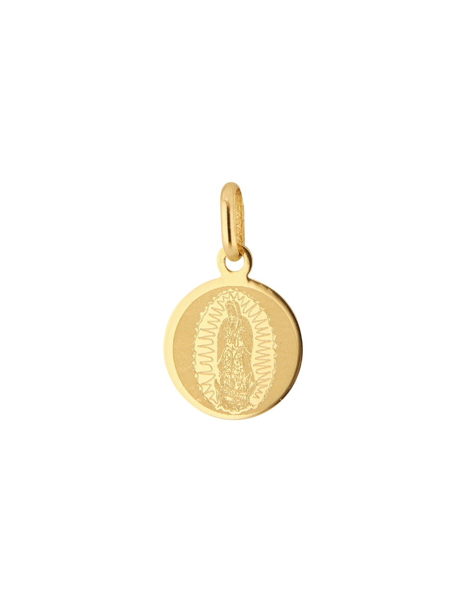 Medalla de redonda Virgen de Gudalupe de oro amarillo 10 K Medalla de redonda Virgen de Gudalupe de oro amarillo 10 K