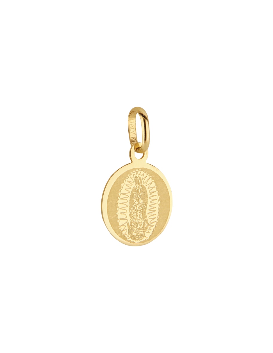 Medalla de redonda Virgen de Gudalupe de oro amarillo 10 K 3