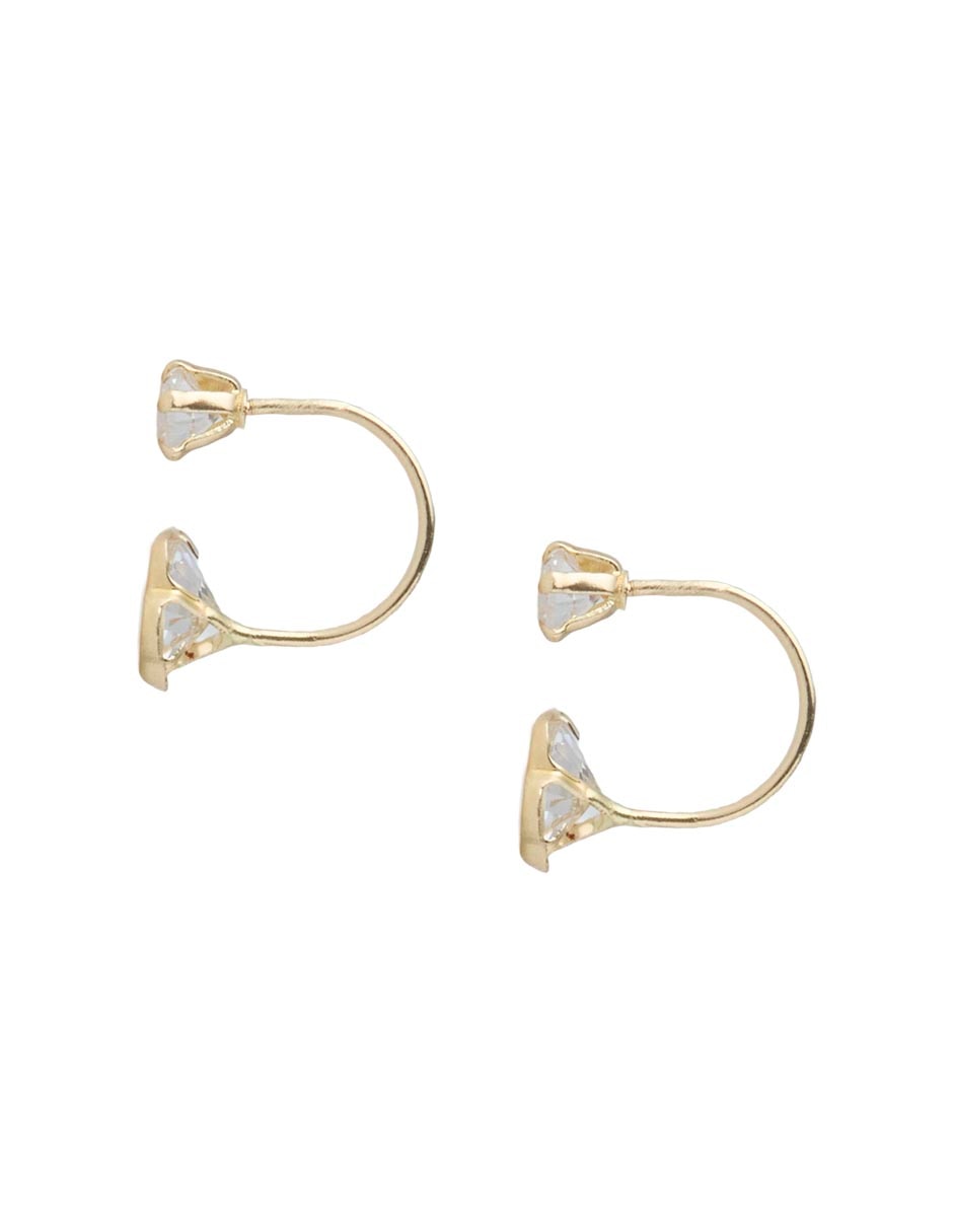 Broqueles de oro 14 k con acabado esmaltado imitación rubí 3
