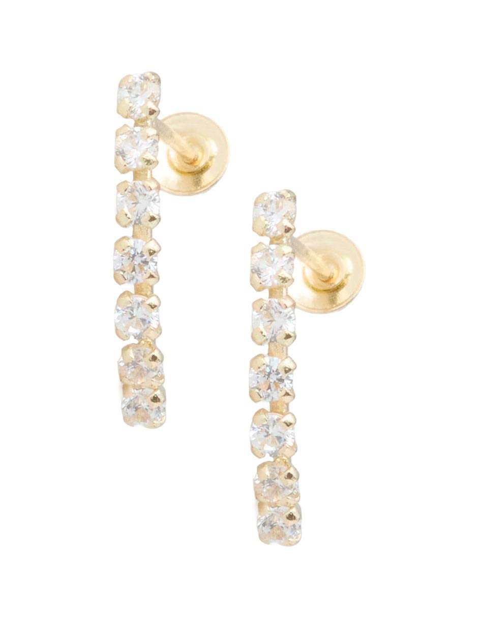 Broqueles de oro 14 k con acabado esmaltado imitación rubí