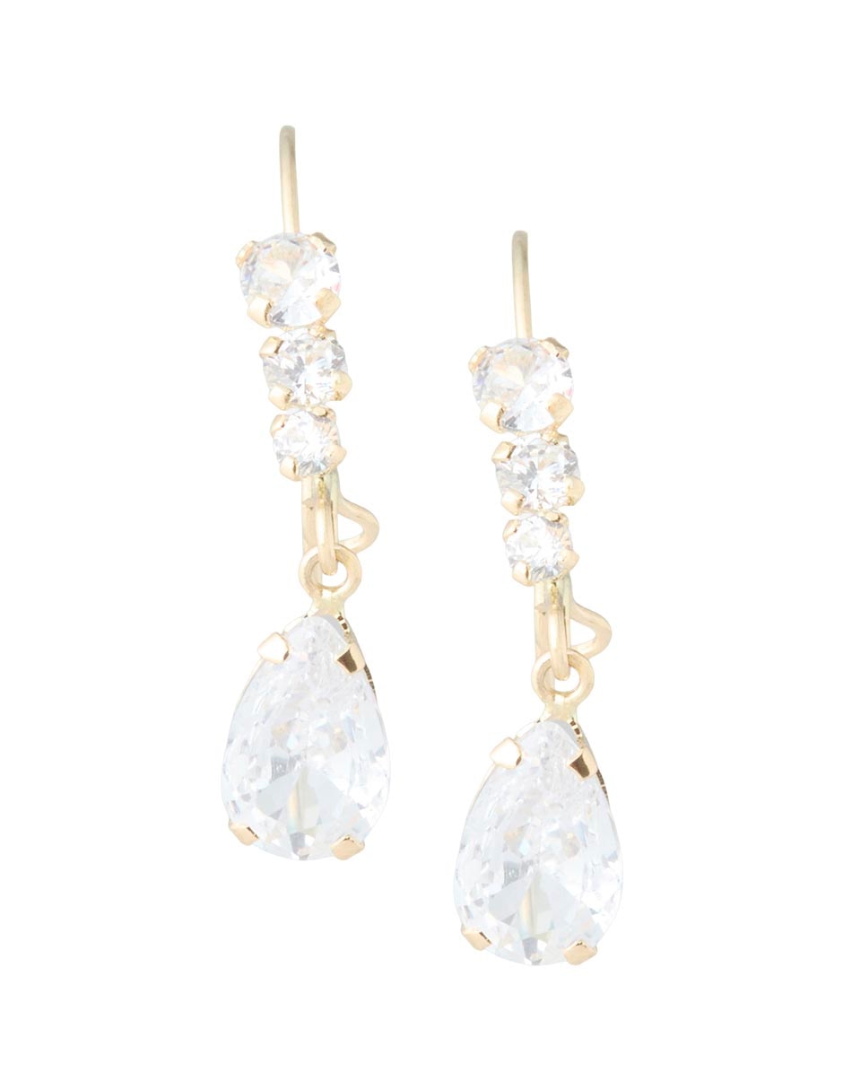 Huggies de gota Casal de oro 14 K con acabado pavé zirconia Huggies de gota Casal de oro 14 K con acabado pavé zirconia
