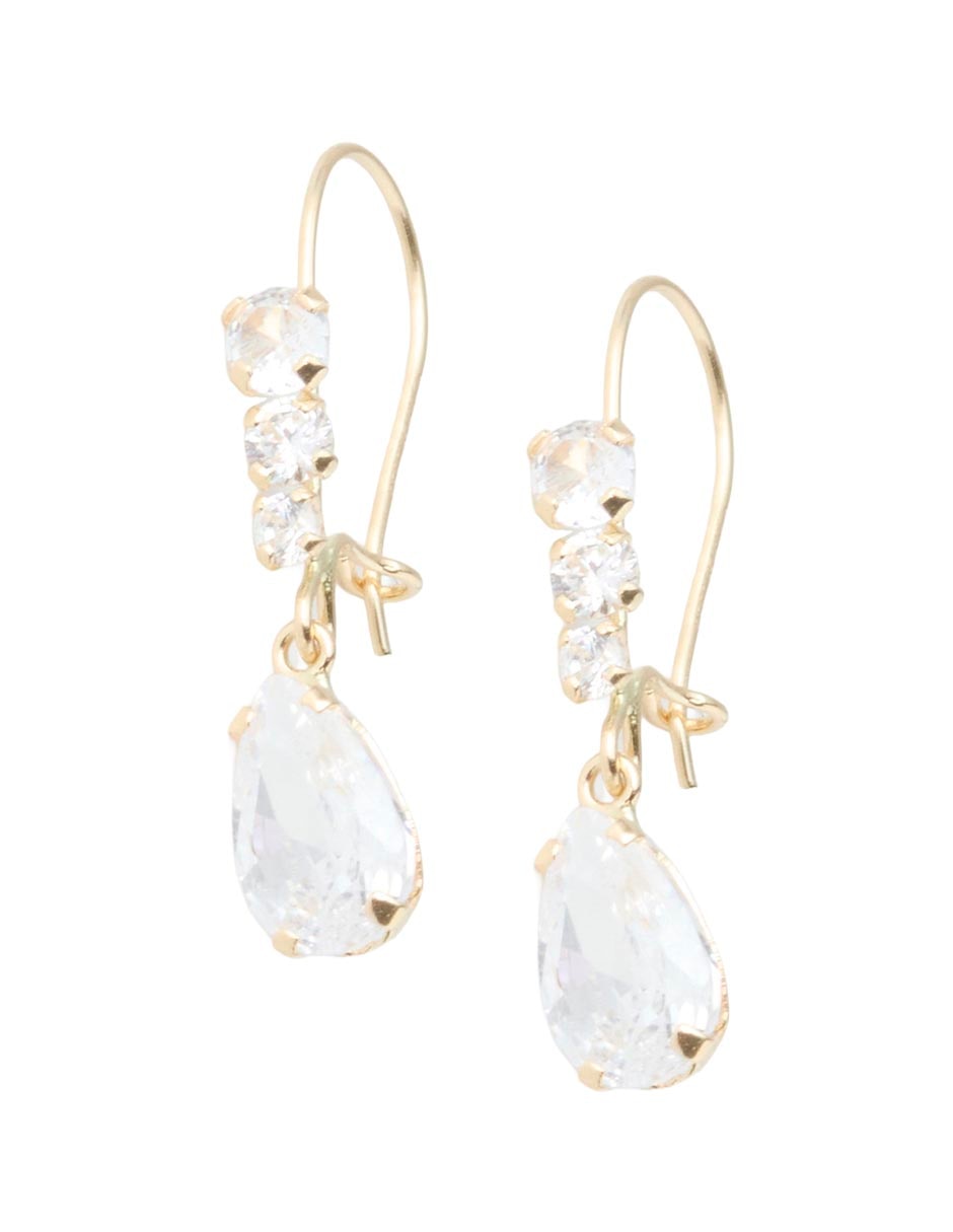 Huggies de gota Casal de oro 14 K con acabado pavé zirconia 2