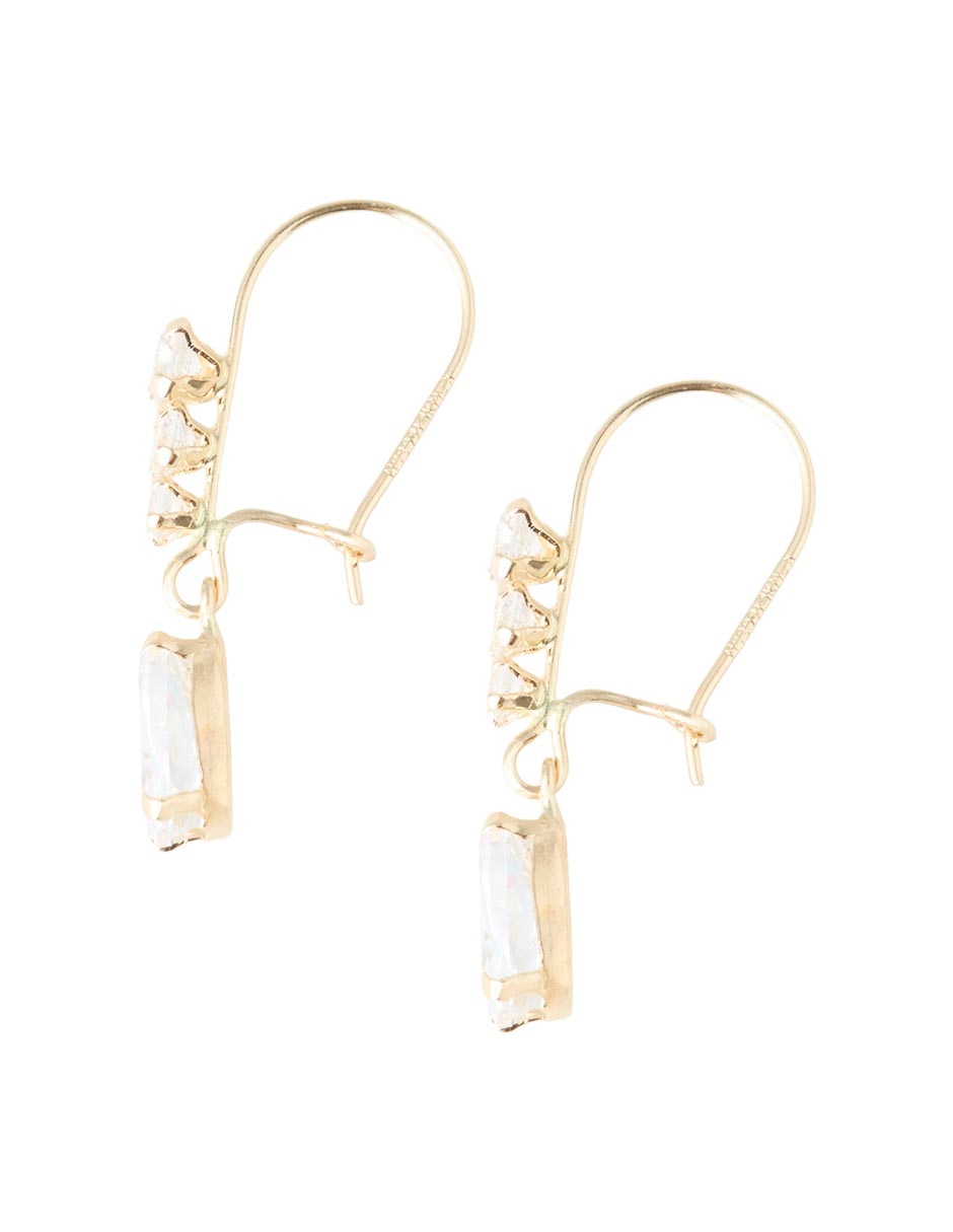 Huggies de gota Casal de oro 14 K con acabado pavé zirconia 3