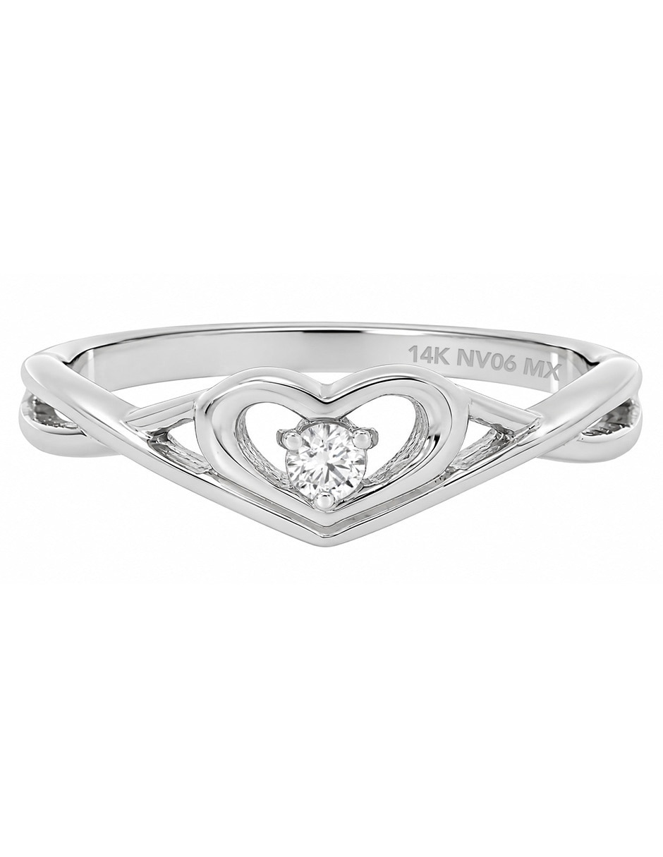 Anillo promesa oro bco 14k bte 0.05ct