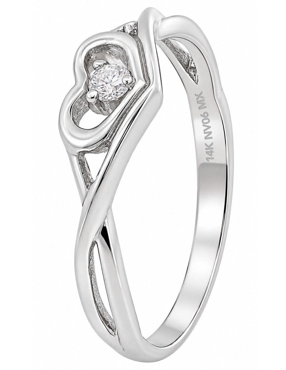 Anillo promesa oro bco 14k bte 0.05ct 4