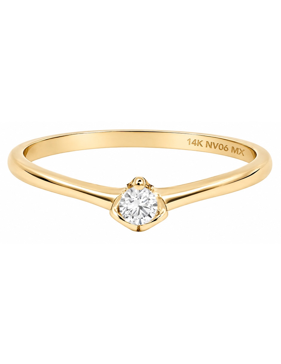 Solitario de 14 k diamante
