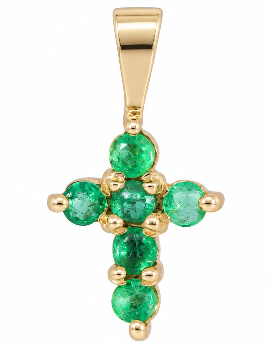 Cruz oro allo 14k con esmeraldas 0.22ct Cruz oro allo 14k con esmeraldas 0.22ct