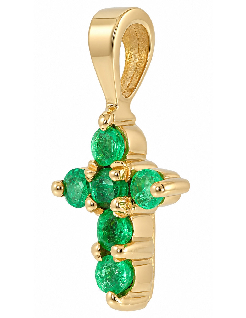 Cruz oro allo 14k con esmeraldas 0.22ct 2