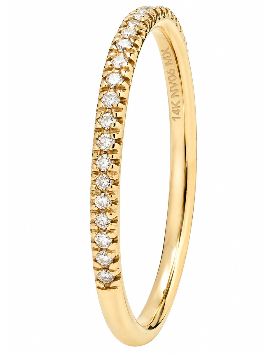 Anillo 14 k de oro amarillo diamante brillante 4