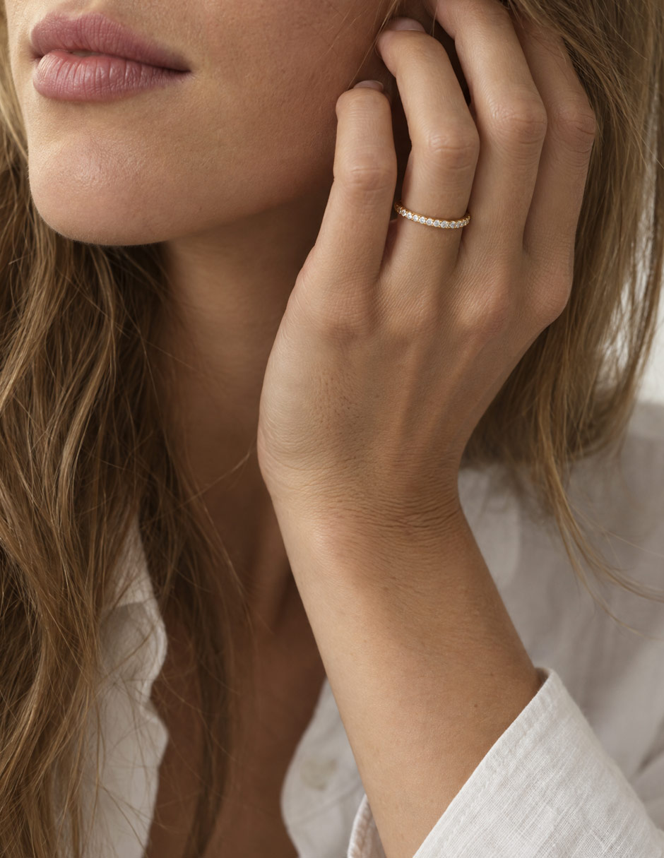Anillo 14 k de oro amarillo diamante brillante 2