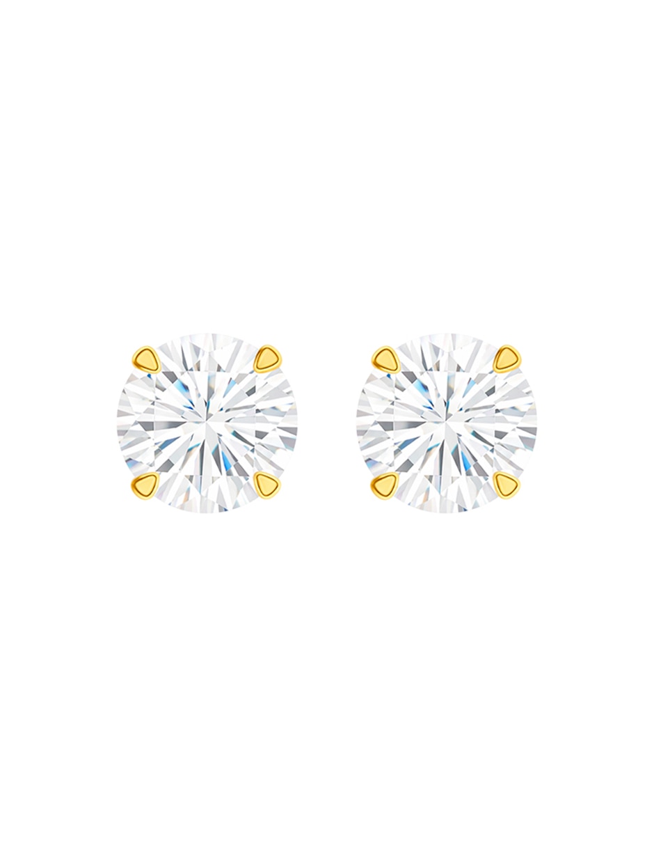 Broqueles de oro 10 k con acabado brillante zirconia Broqueles de oro 10 k con acabado brillante zirconia