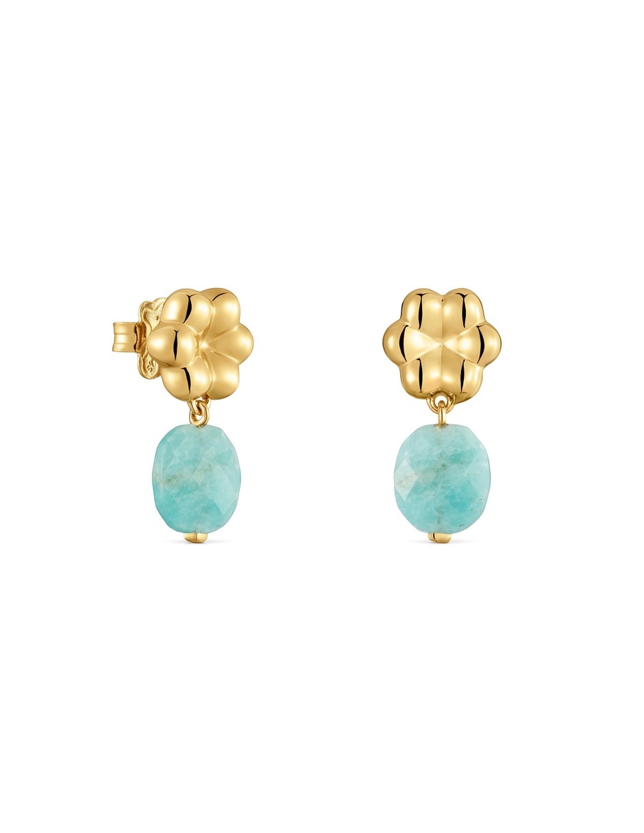 Aretes cortos bold motif de plata 18 k con acabado baño de oro