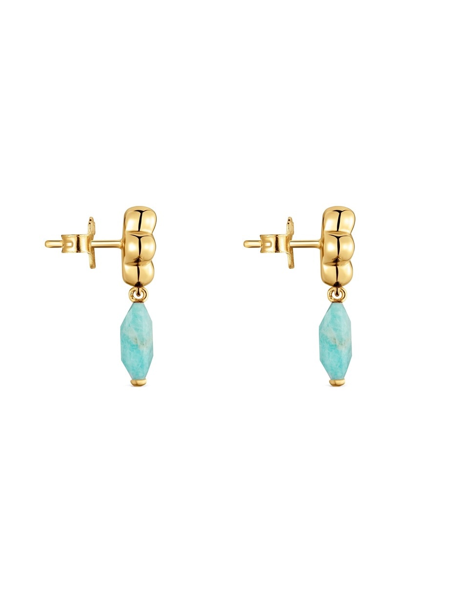 Aretes cortos bold motif de plata 18 k con acabado baño de oro 5