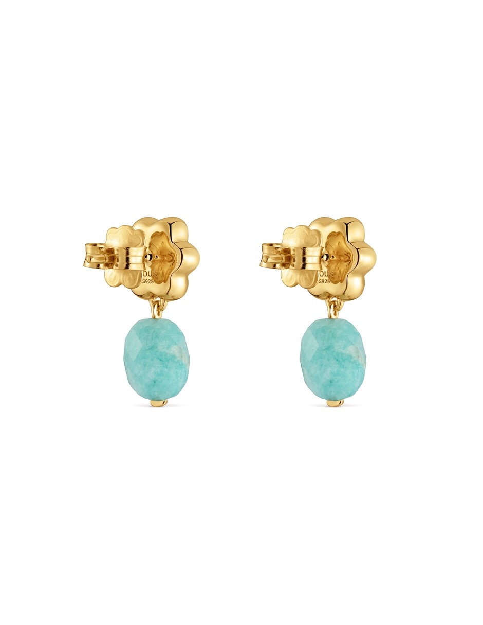 Aretes cortos bold motif de plata 18 k con acabado baño de oro 4