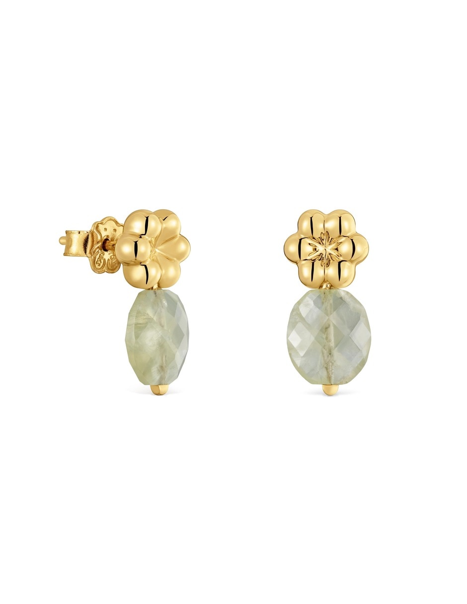 Aretes corto de Flor Bold Motif de plata 18 K con acabado baño de oro Aretes corto de Flor Bold Motif de plata 18 K con acabado baño de oro
