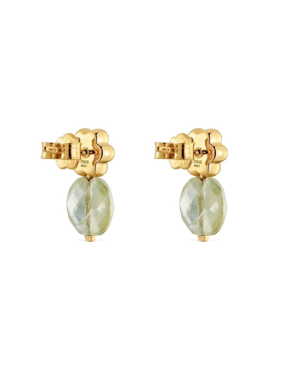 Aretes corto de Flor Bold Motif de plata 18 K con acabado baño de oro 5