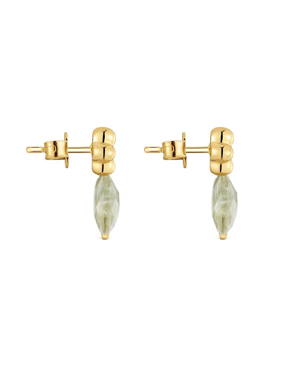 Aretes corto de Flor Bold Motif de plata 18 K con acabado baño de oro 2