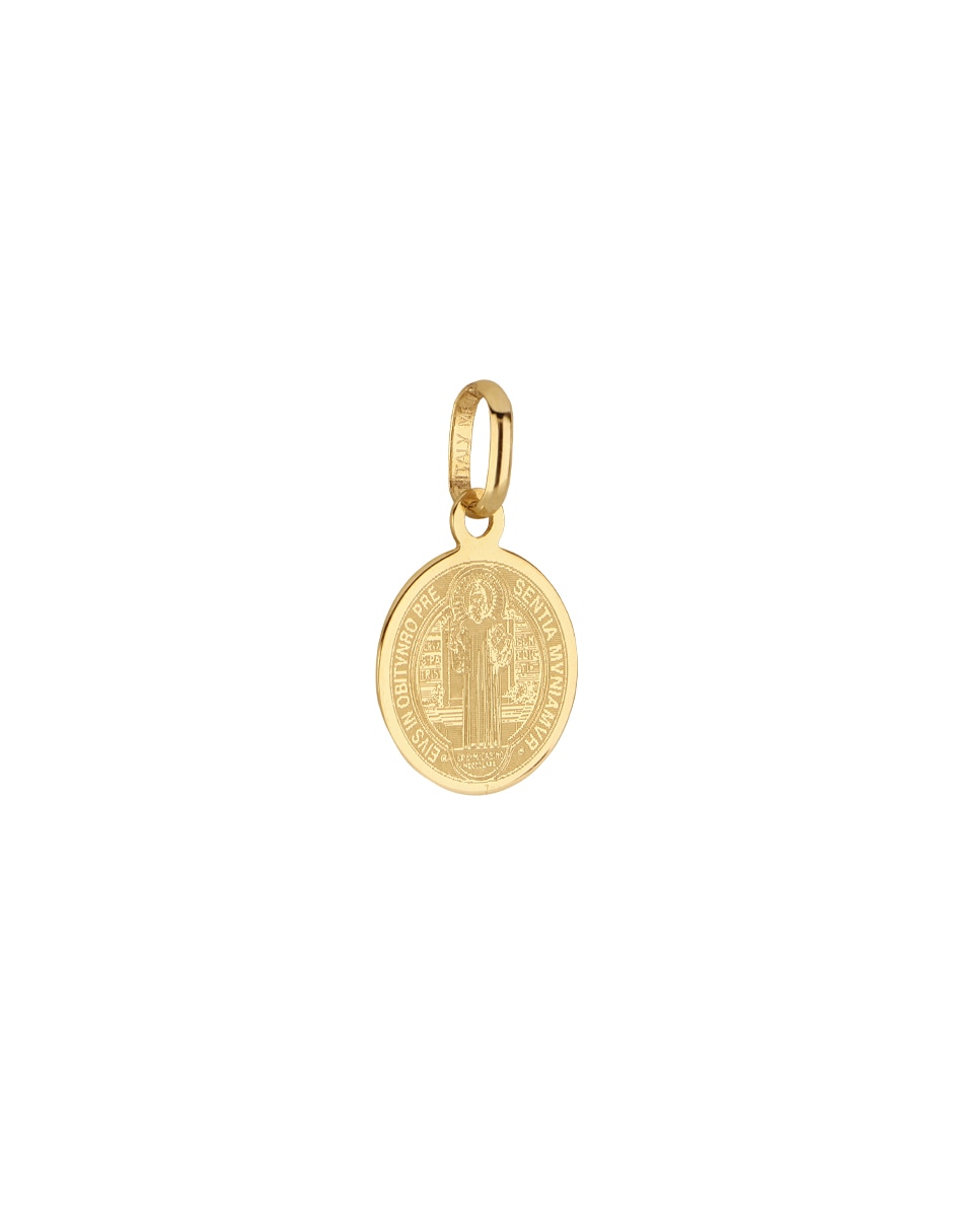 Medalla Redonda San Benito de oro amarillo 10 K 3