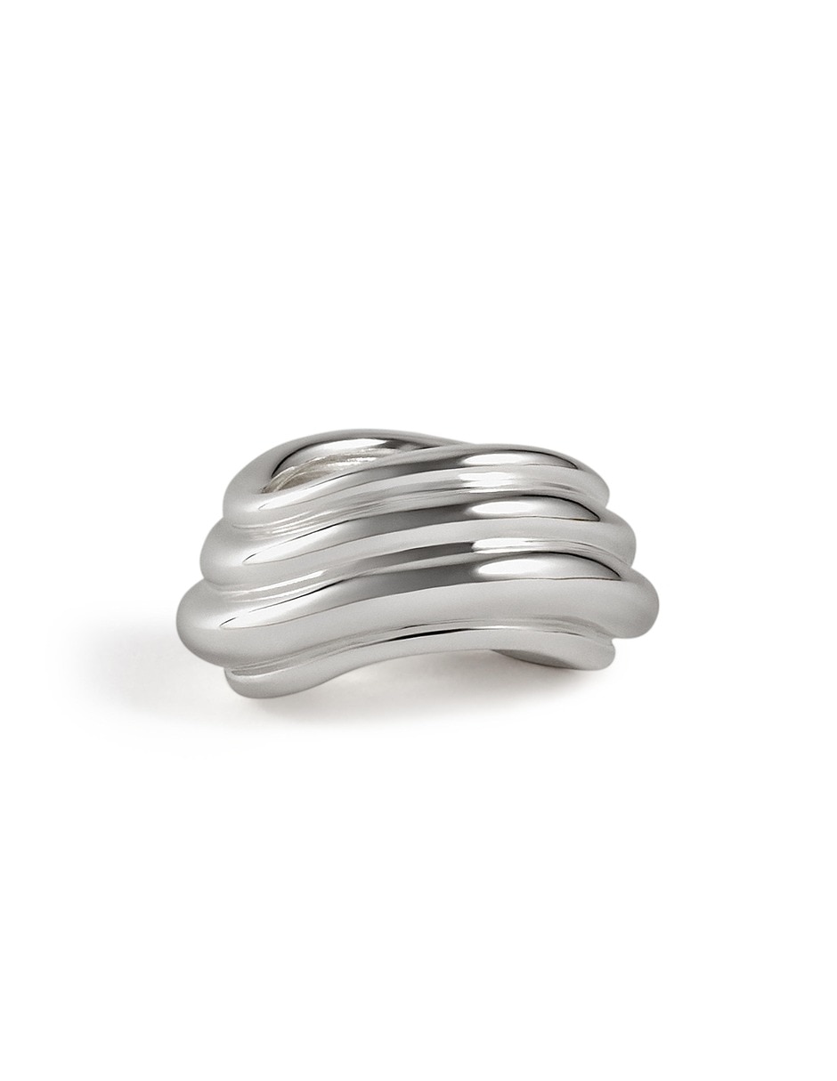 Anillo lia de metal plateado