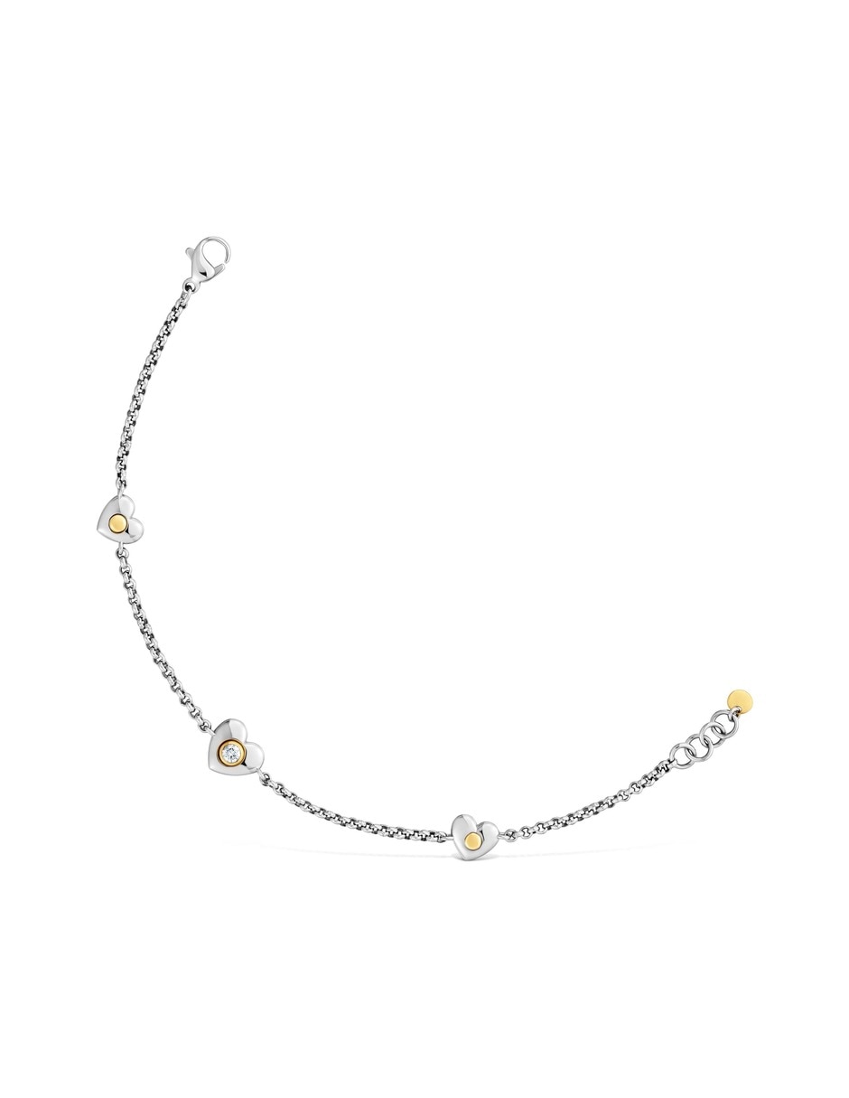 Pulsera de plata con diamante 18 K Puffy Lgd