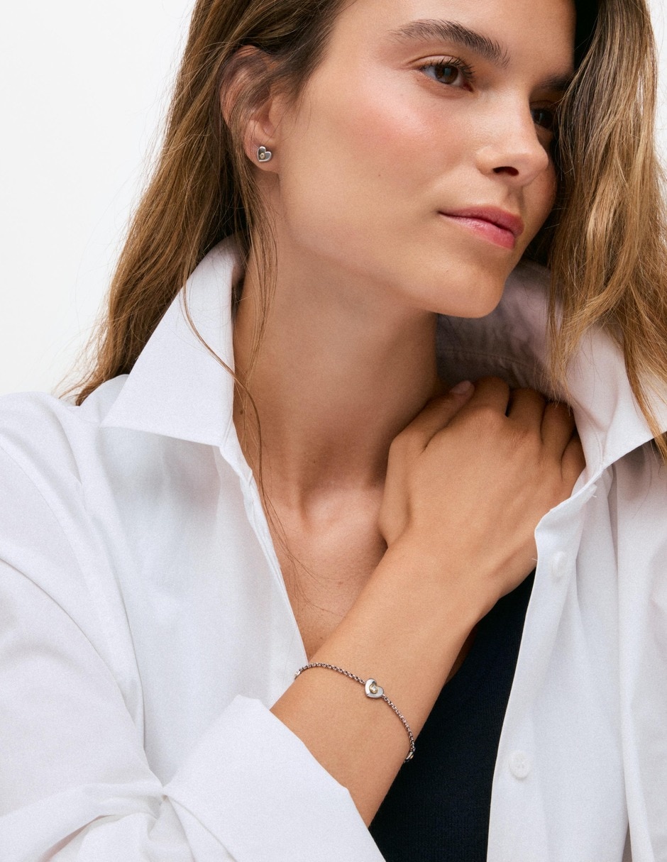 Pulsera de plata con diamante 18 K Puffy Lgd 4