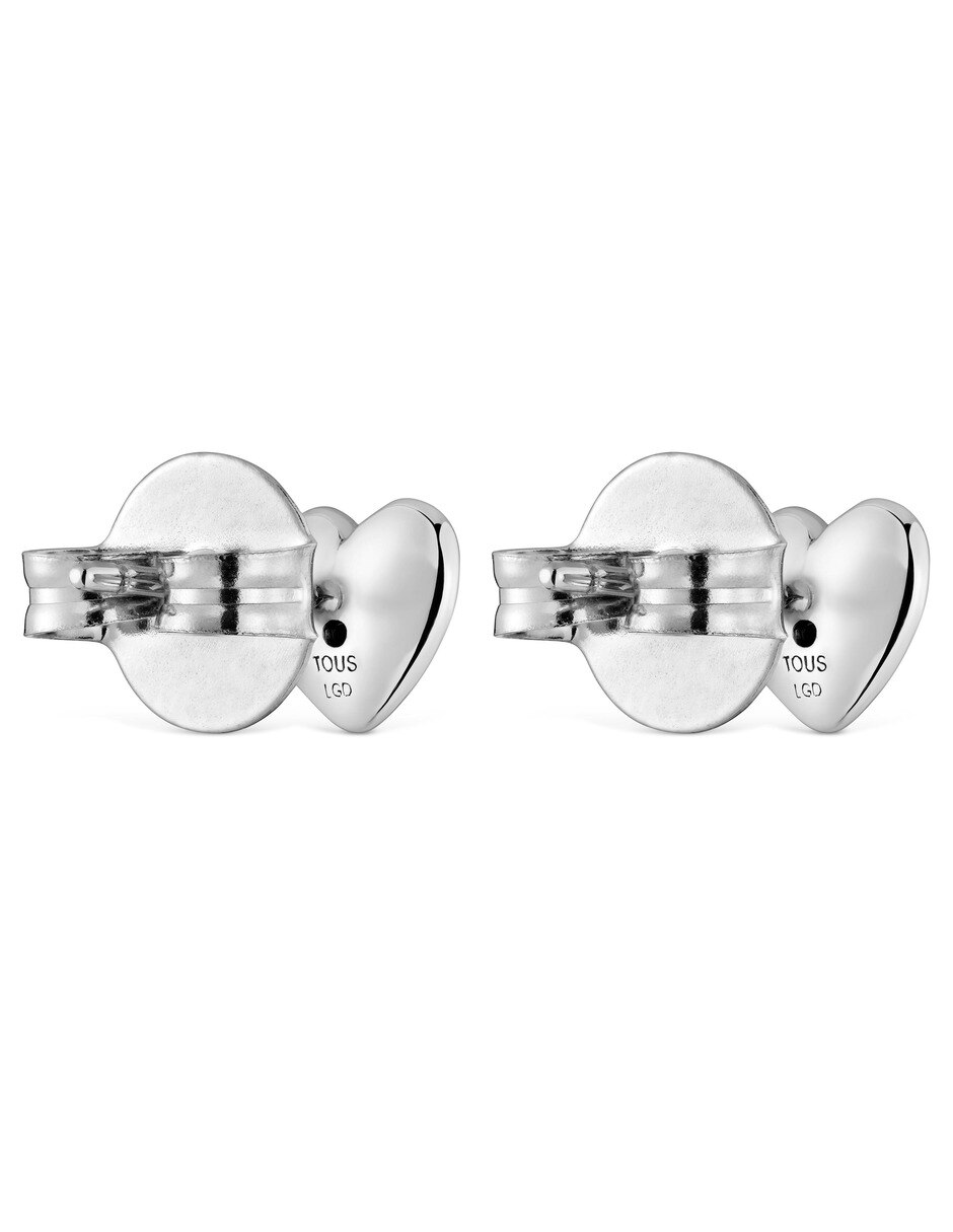 Aretes cortos Puffy Lgd de plata 18 K con acabado baño de oro diamante 3