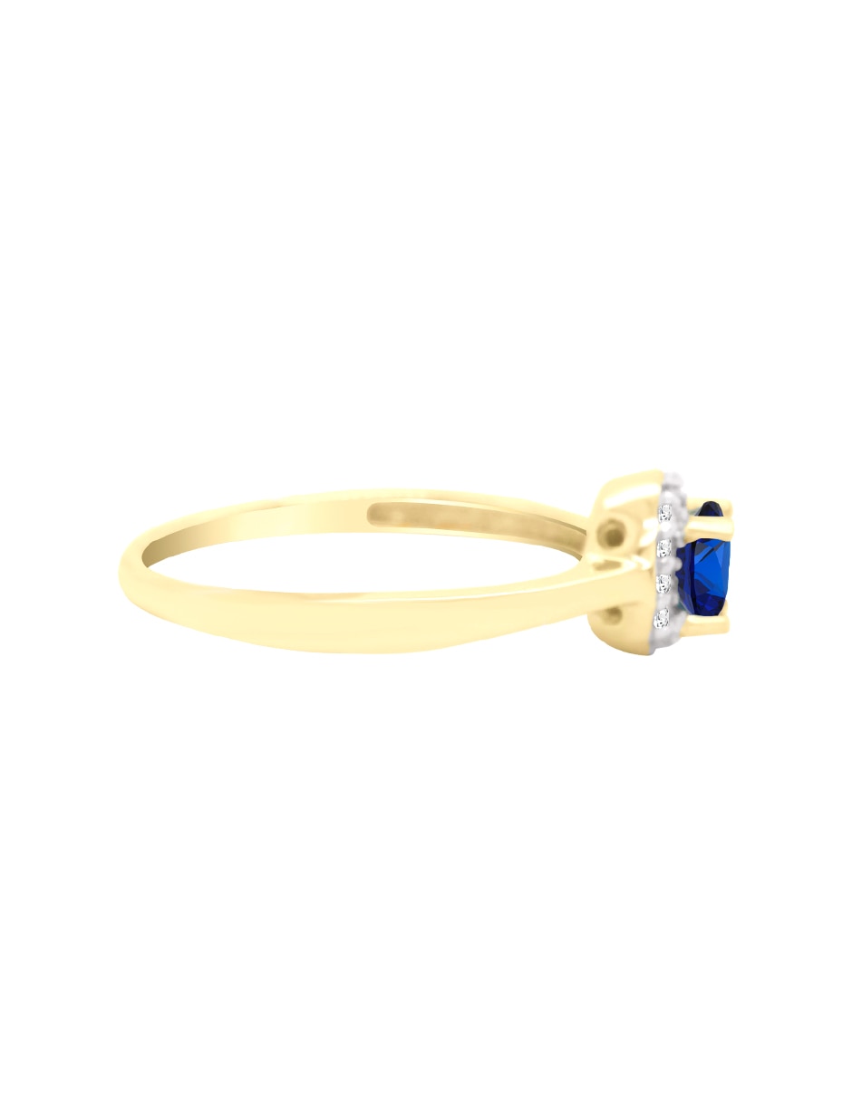 Anillo con gema anello 14 k de oro amarillo zafiro y diamante brillante 5