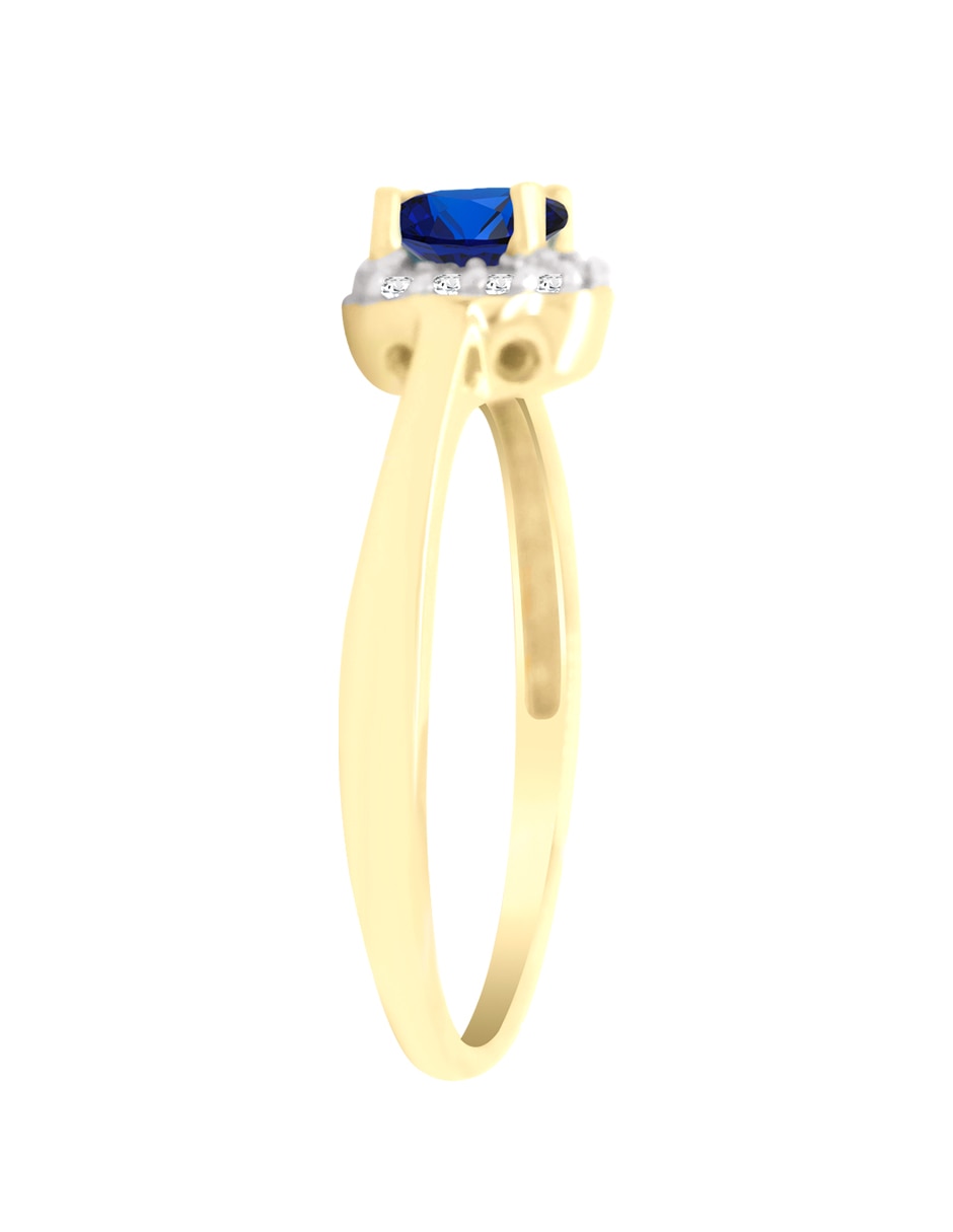 Anillo con gema anello 14 k de oro amarillo zafiro y diamante brillante