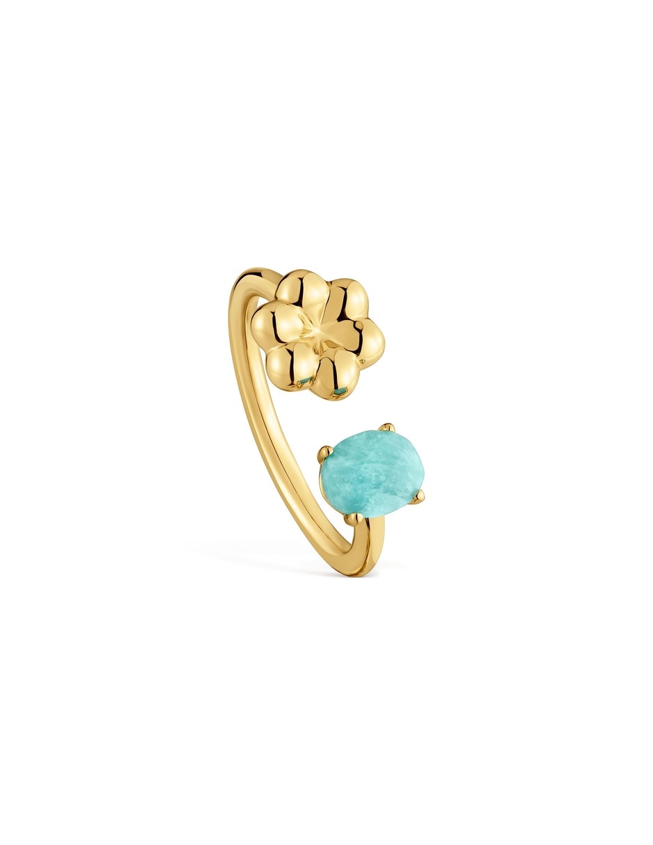 Anillo de flor Bold Motif de plata 18 k con acabado baño de oro