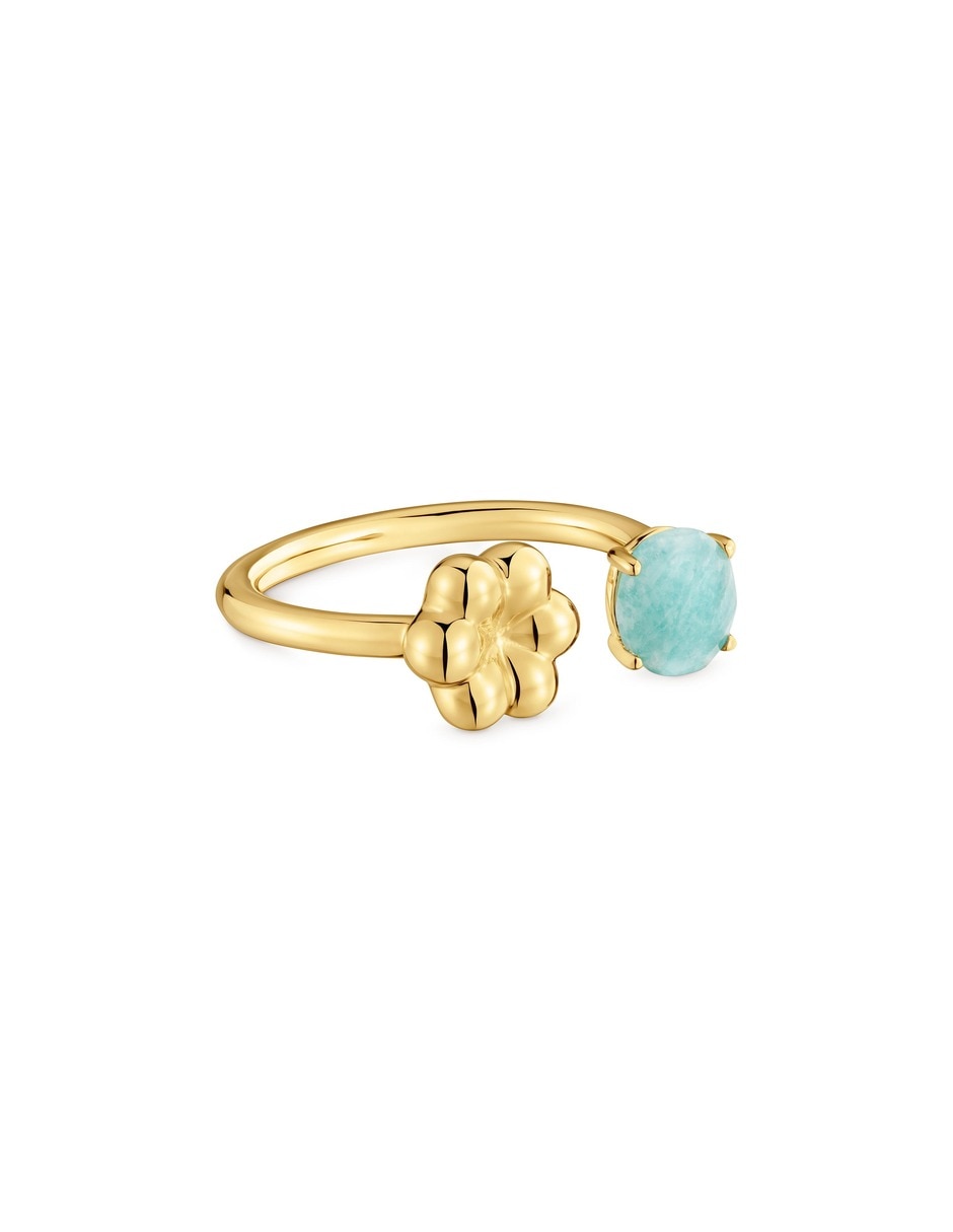 Anillo de flor Bold Motif de plata 18 k con acabado baño de oro 5
