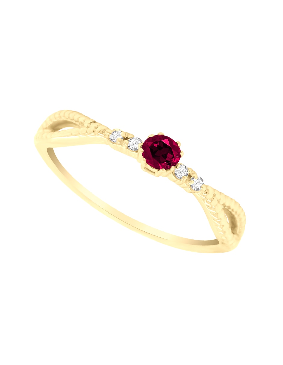 Anillo con gema zahira 14 k de oro amarillo rubí y diamante brillante Anillo con gema zahira 14 k de oro amarillo rubí y diamante brillante