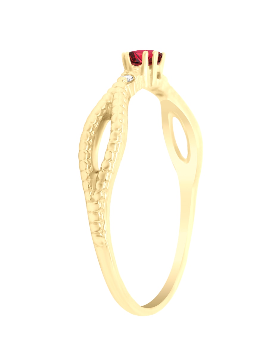 Anillo con gema zahira 14 k de oro amarillo rubí y diamante brillante 4