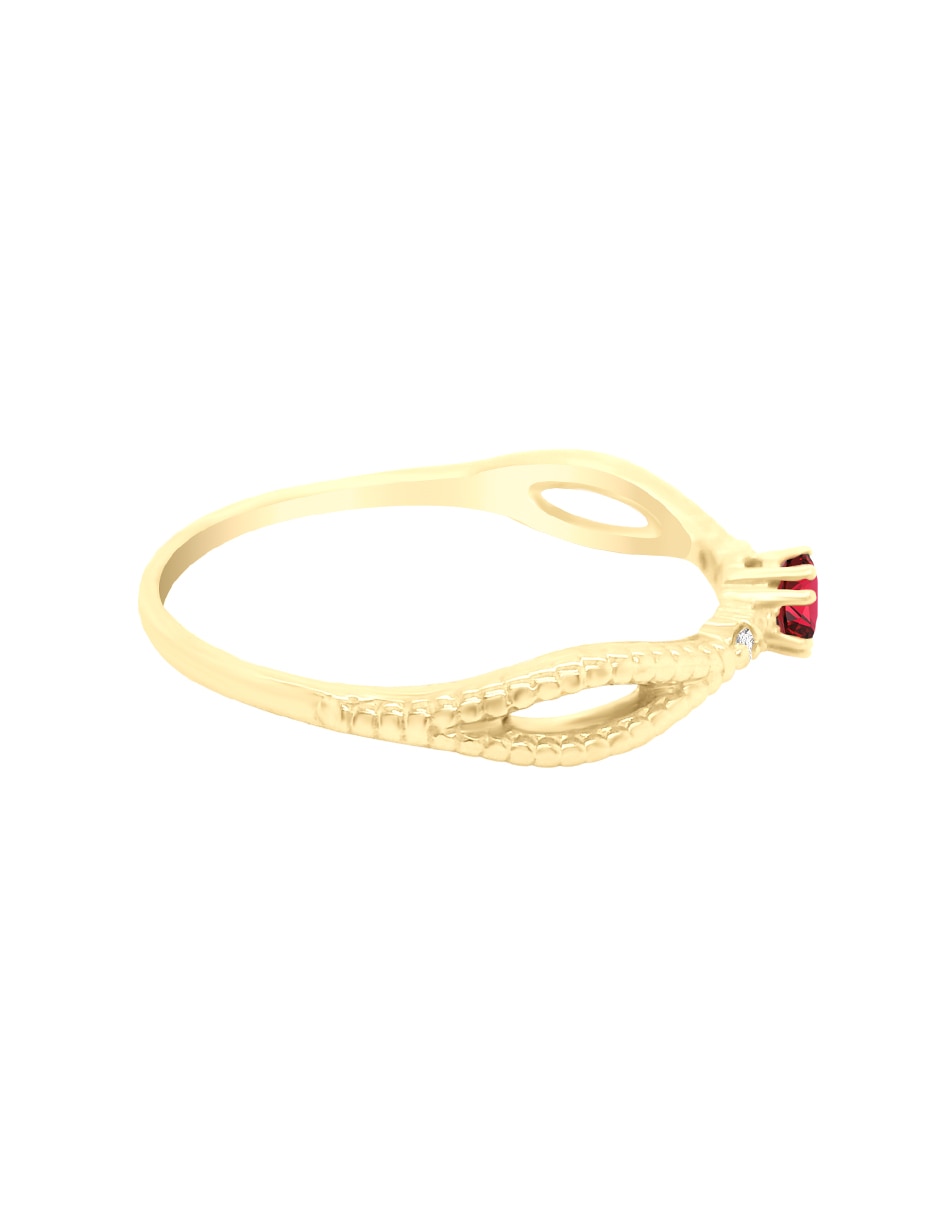 Anillo con gema zahira 14 k de oro amarillo rubí y diamante brillante 3