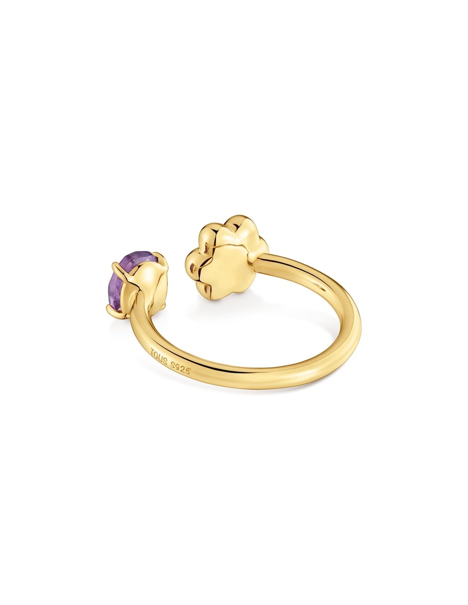 Anillo de flor Bold Motif de plata 18 k amatista con acabado baño de oro 4