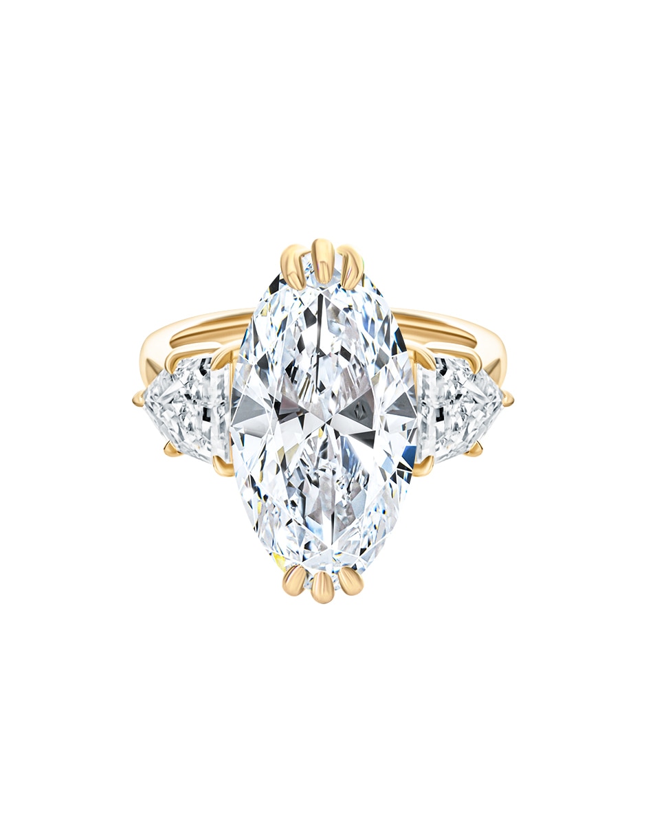 Anillo 18 k de oro amarillo diamante brillante