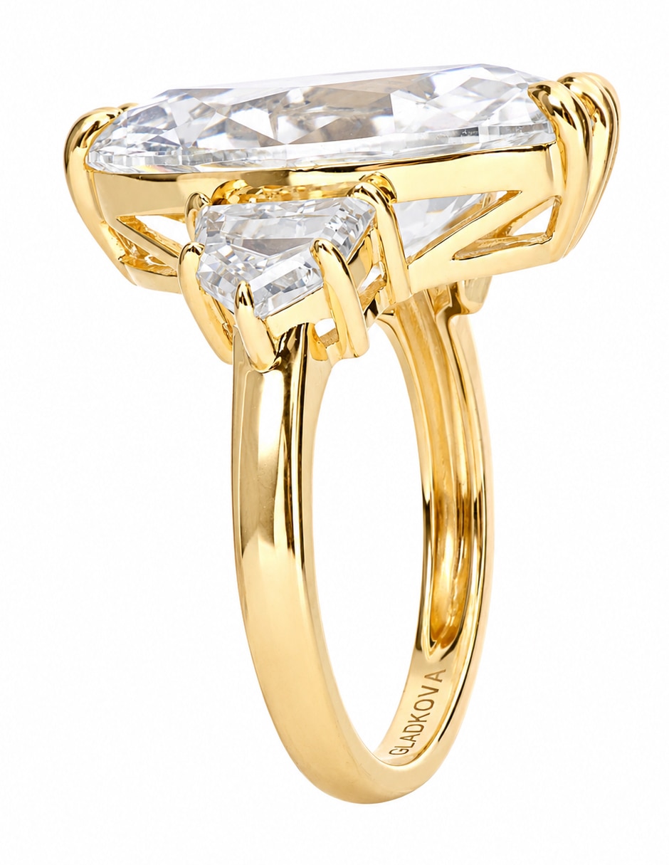 Anillo 18 k de oro amarillo diamante brillante 5
