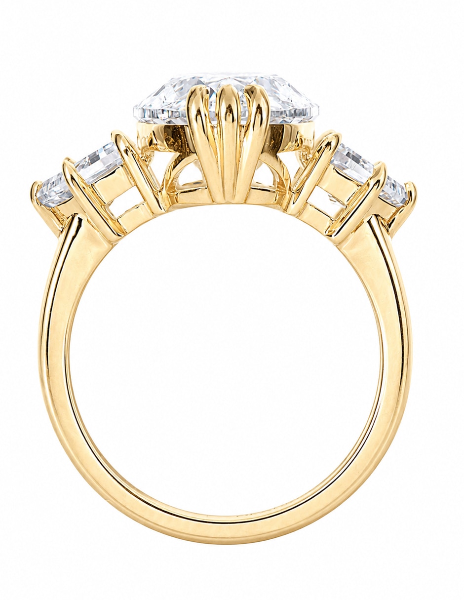 Anillo 18 k de oro amarillo diamante brillante