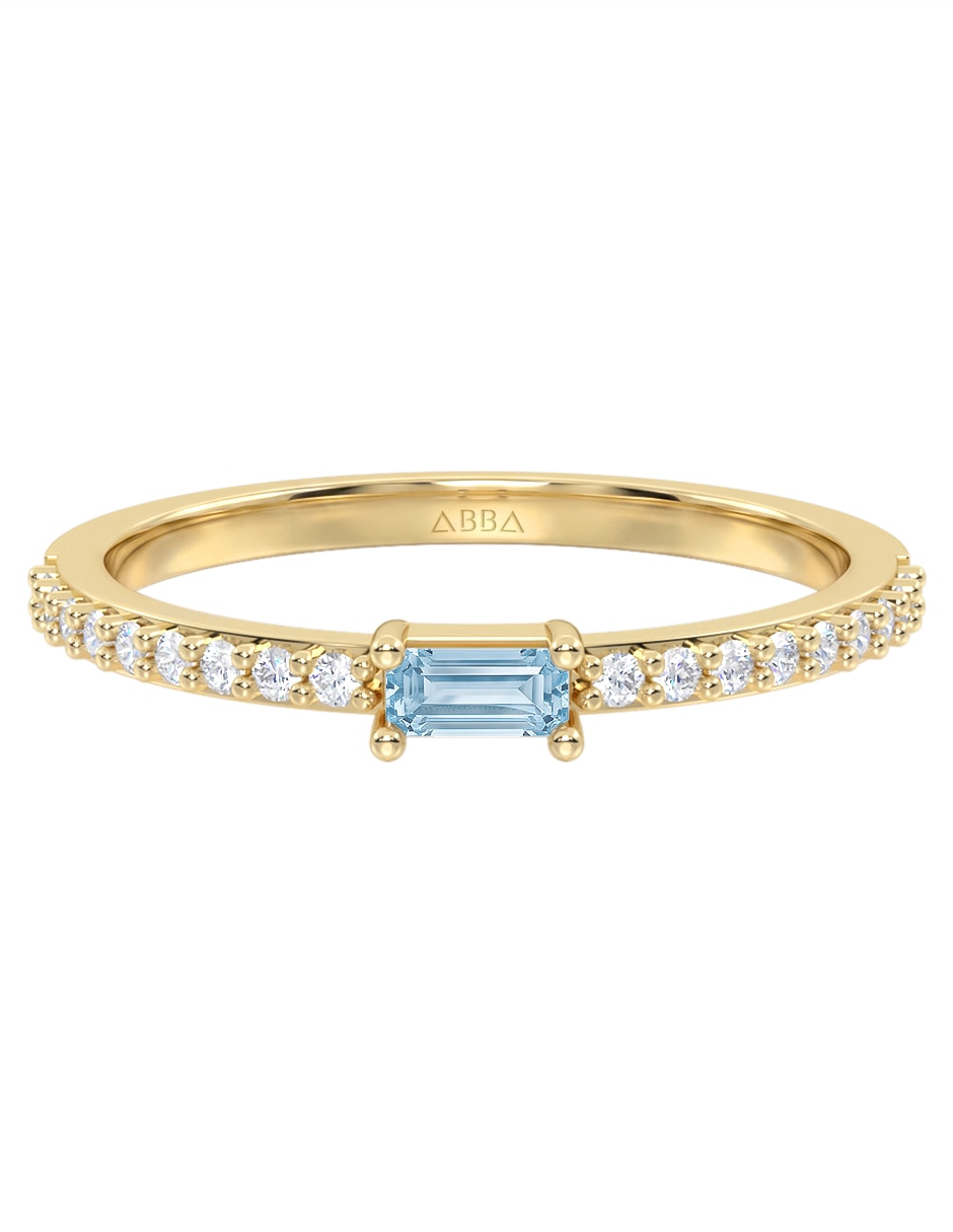 Anillo 14 k de oro zirconia brillante
