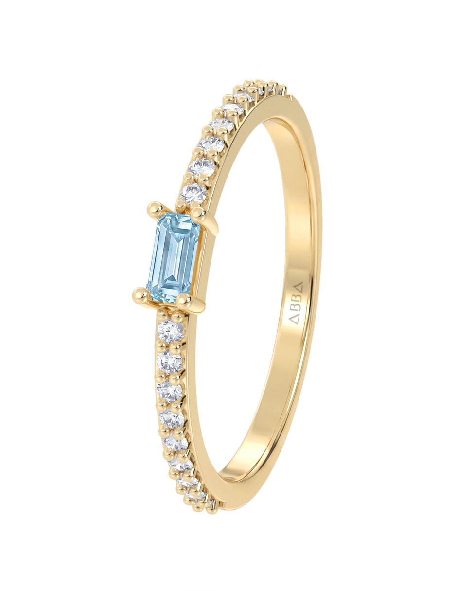 Anillo 14 k de oro zirconia brillante 2