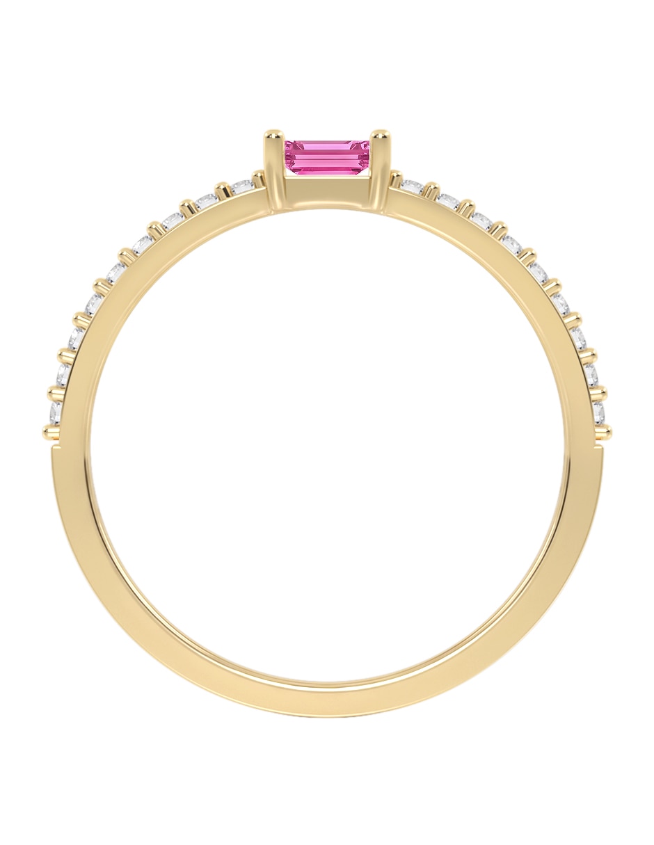 Anillo 10 k de oro zirconia brillante 4