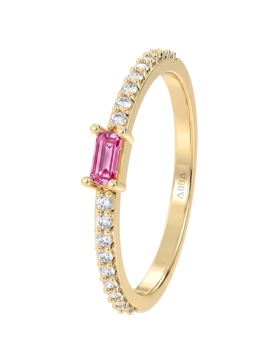 Anillo 10 k de oro zirconia brillante 3
