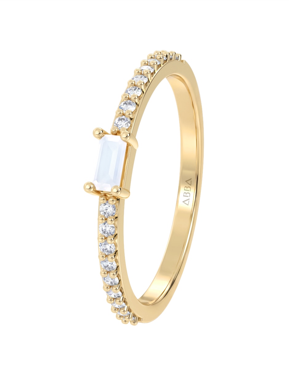 Anillo 10 k de oro zirconia brillante 3