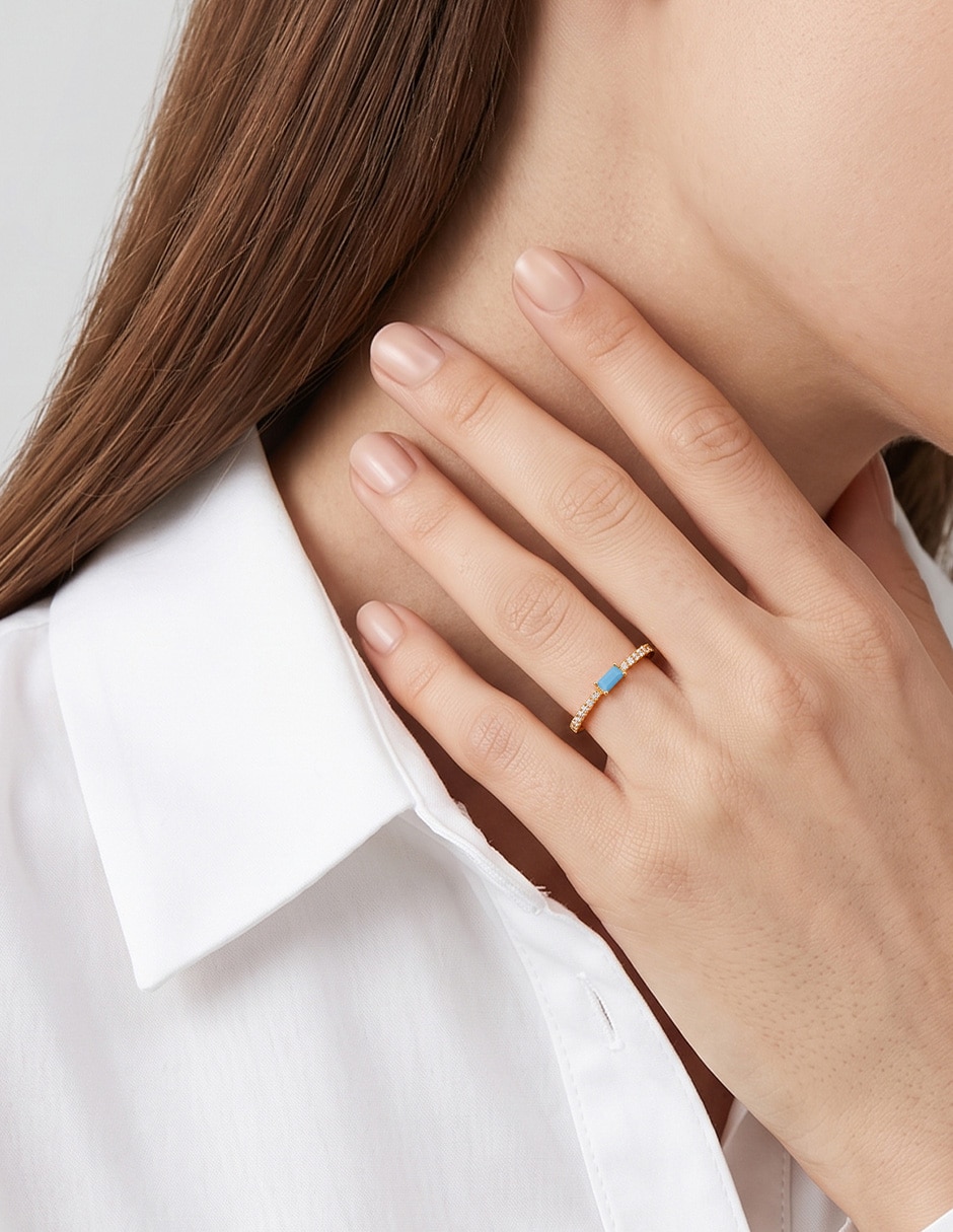 Anillo 14 k de oro zirconia brillante 5
