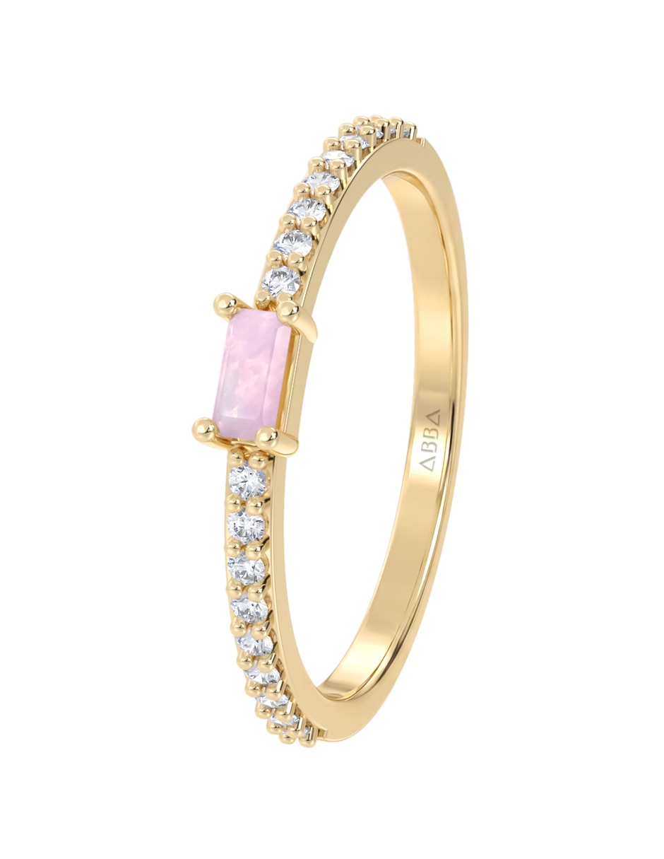 Anillo 10 k de oro zirconia brillante 3