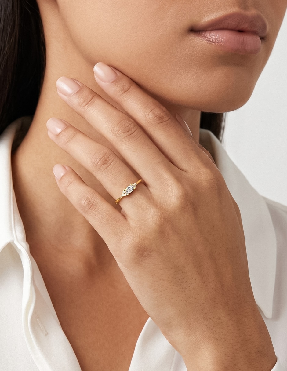 Anillo 10 k de oro zirconia brillante 5